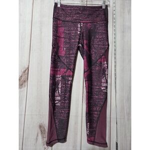 Under Armour Leggings Womens Medium Black Purple Compression HeatGear‎ Mesh 7/8